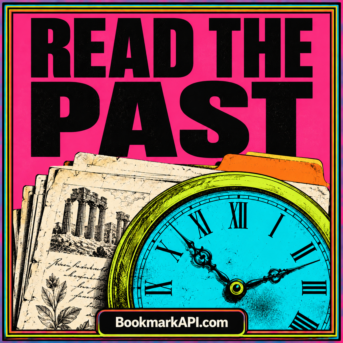 Read the past: an archival page and time motif with BookmarkAPI.com branding